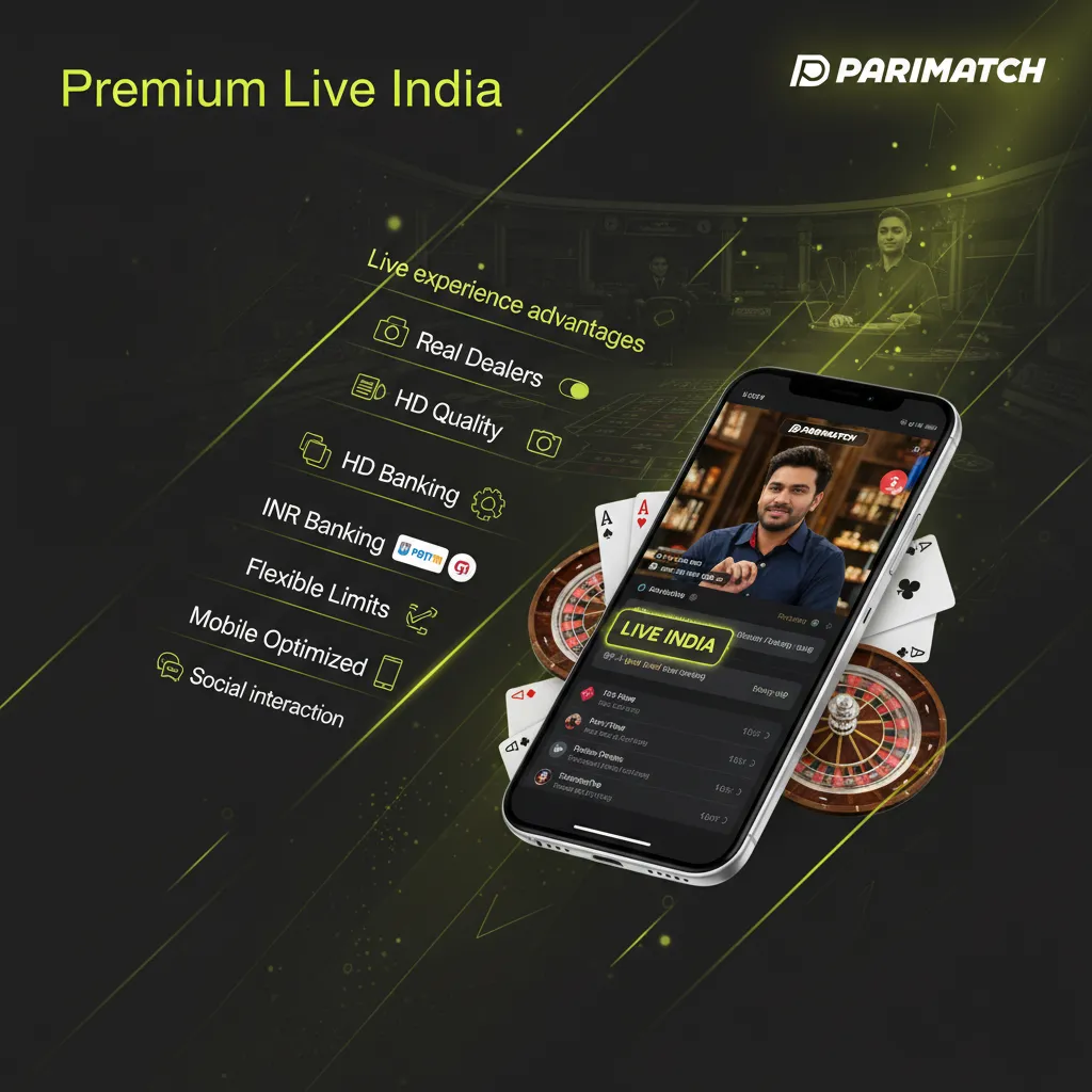 Parimatch live casino in India: real Hindi/English dealers, HD streams, INR UPI banking, chat, mobile play, friendly hosts.