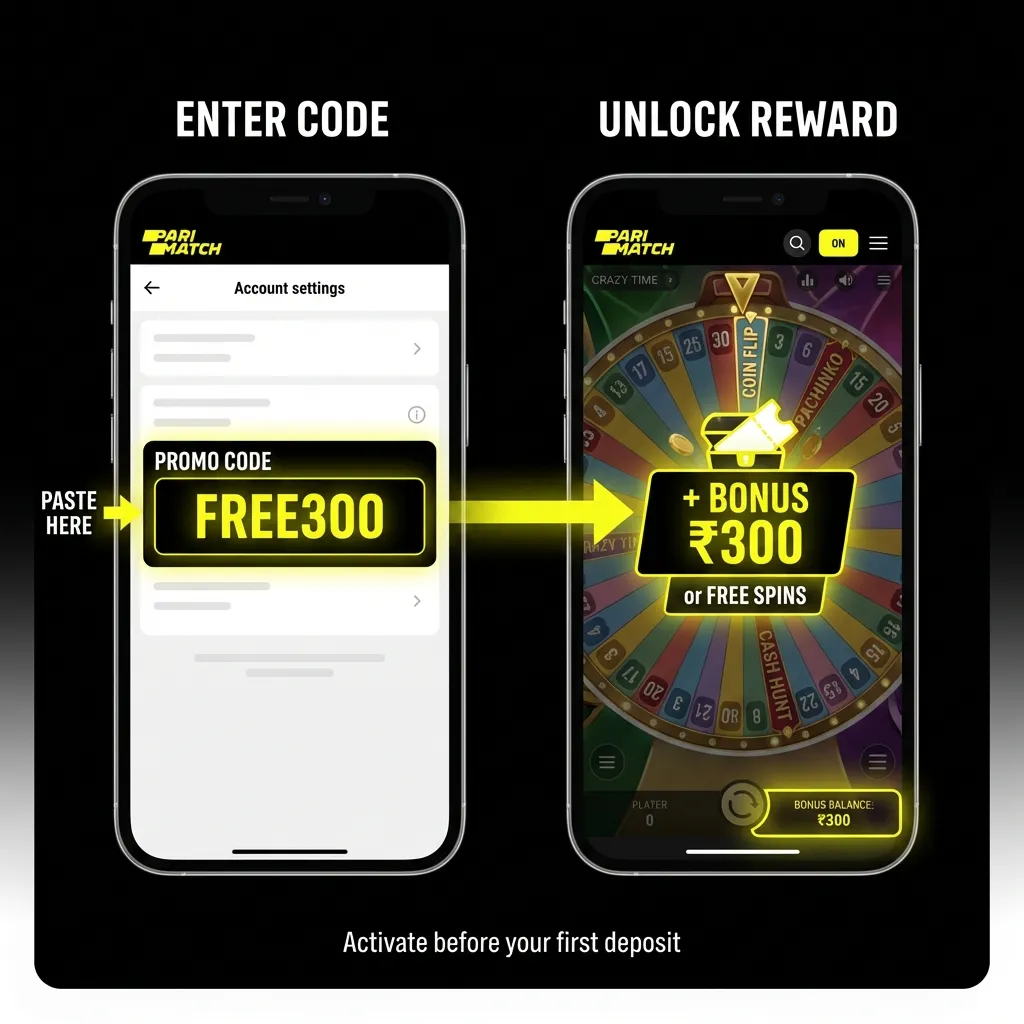 Boost your Crazy Time play with promo code FREE300 on Parimatch India