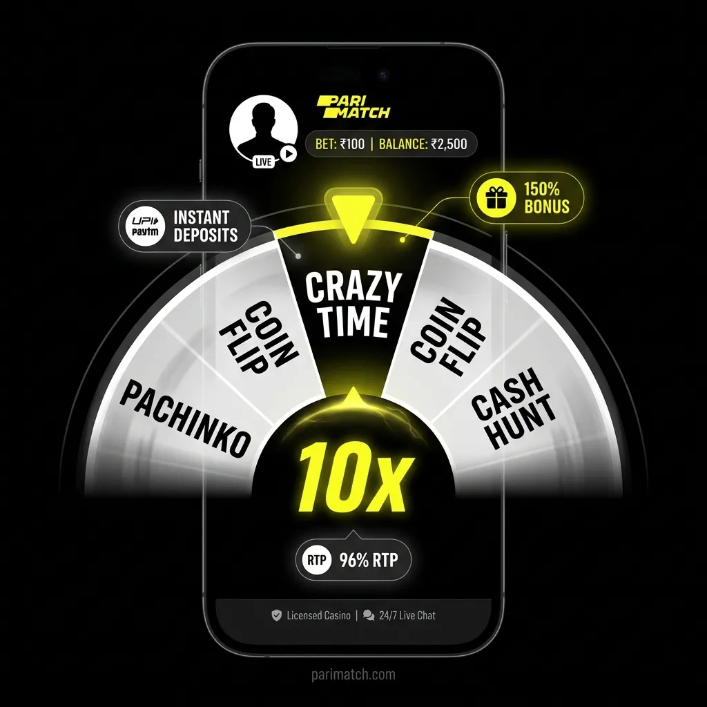 Crazy Time live game India - 150% bonus up to INR 30,000, UPI payments on Parimatch