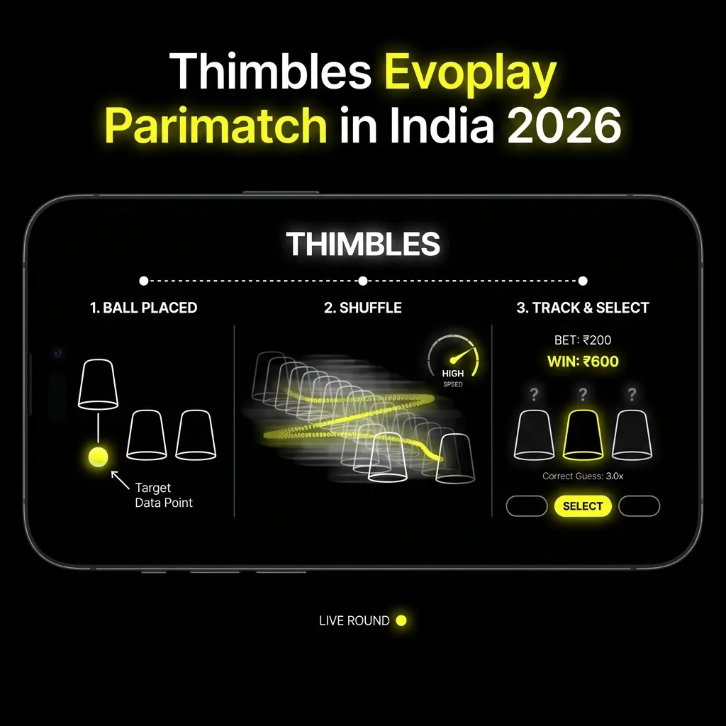 Thimbles Evoplay game available on Parimatch India platform