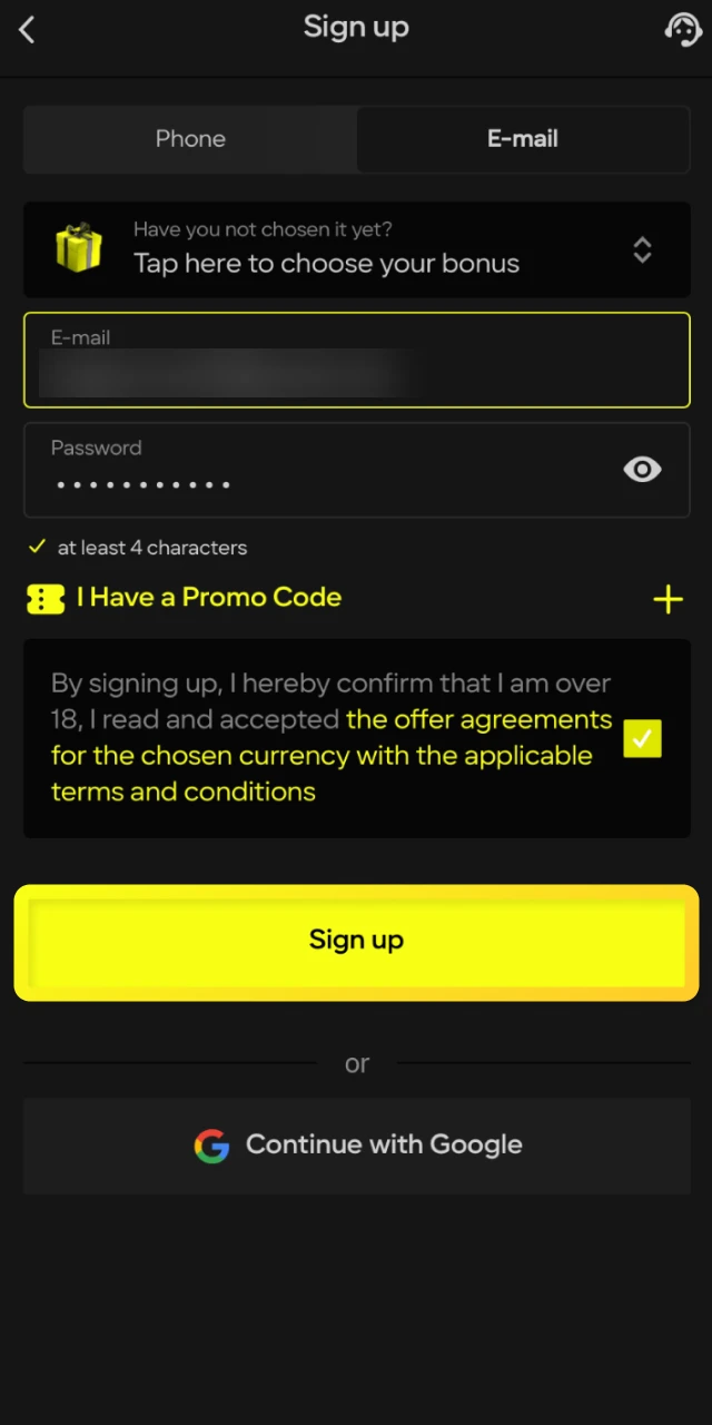 Click to visit and fill out the registration form to start playing Crazy Time on Parimatch.