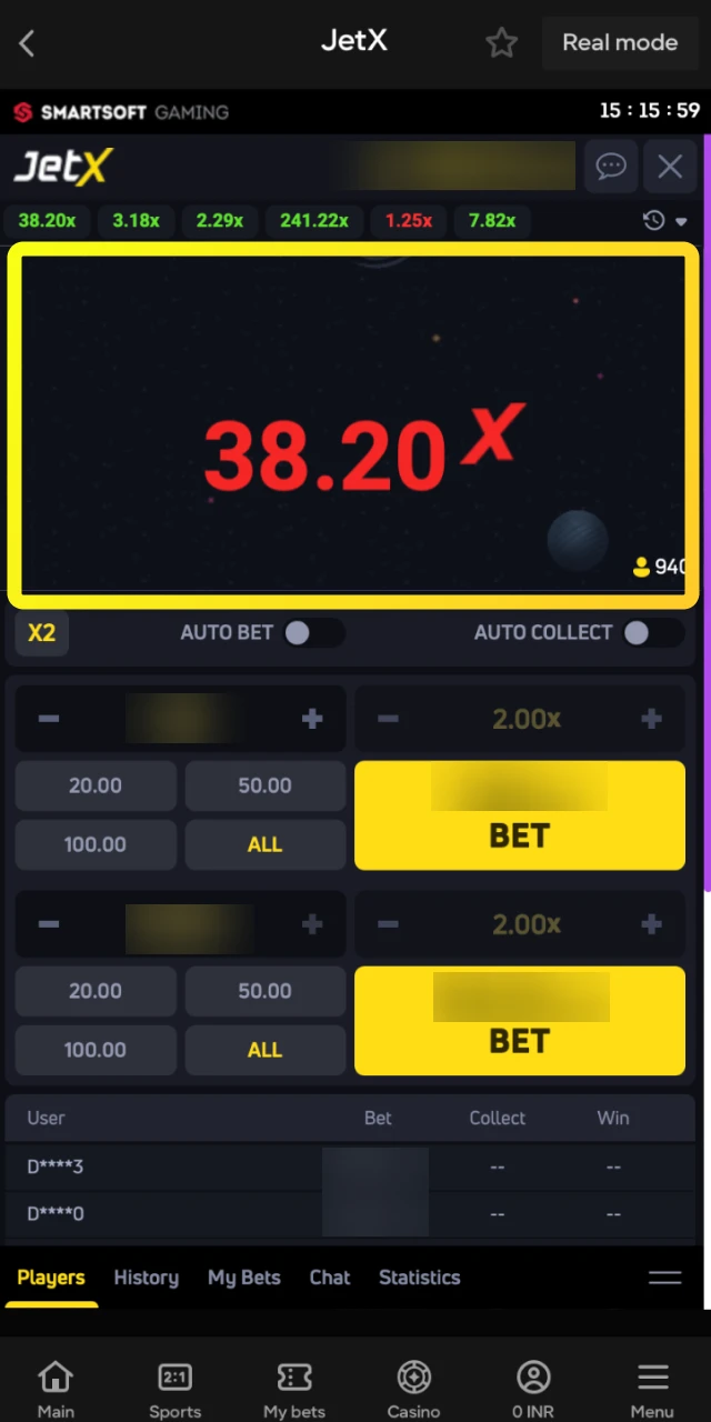 The visual explosion animation that signals the end of a JetX round on the Parimatch platform.