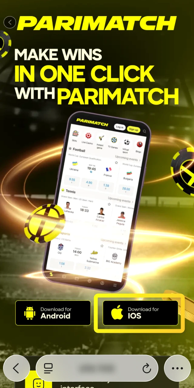 Access the official Parimatch website using your Safari browser on iPhone to begin installation.