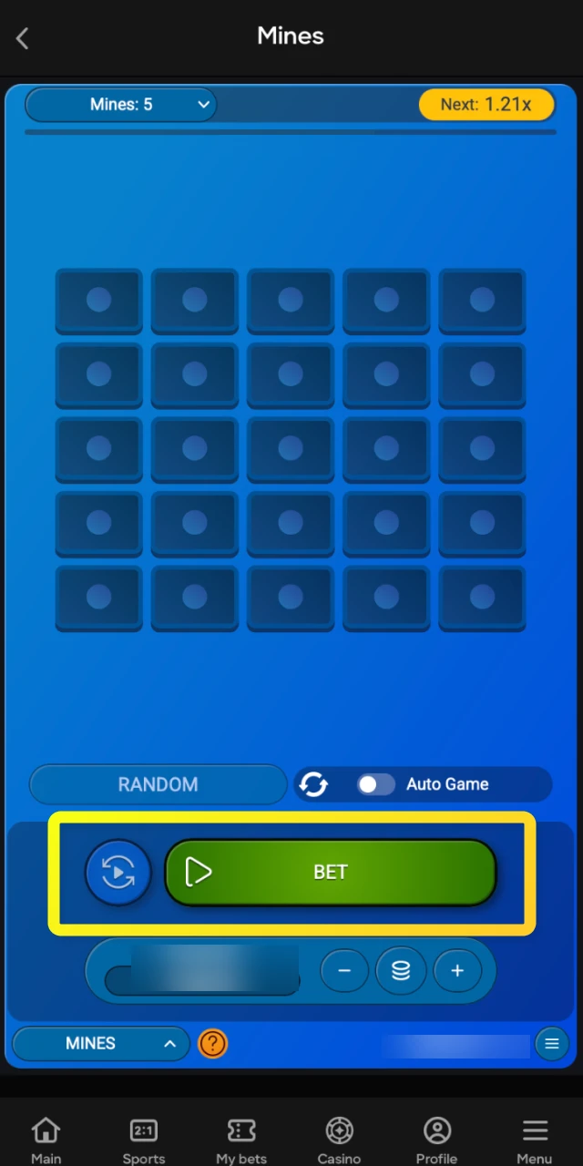 Begin the game by tapping a tile to reveal safe spots and avoid the hidden mines.