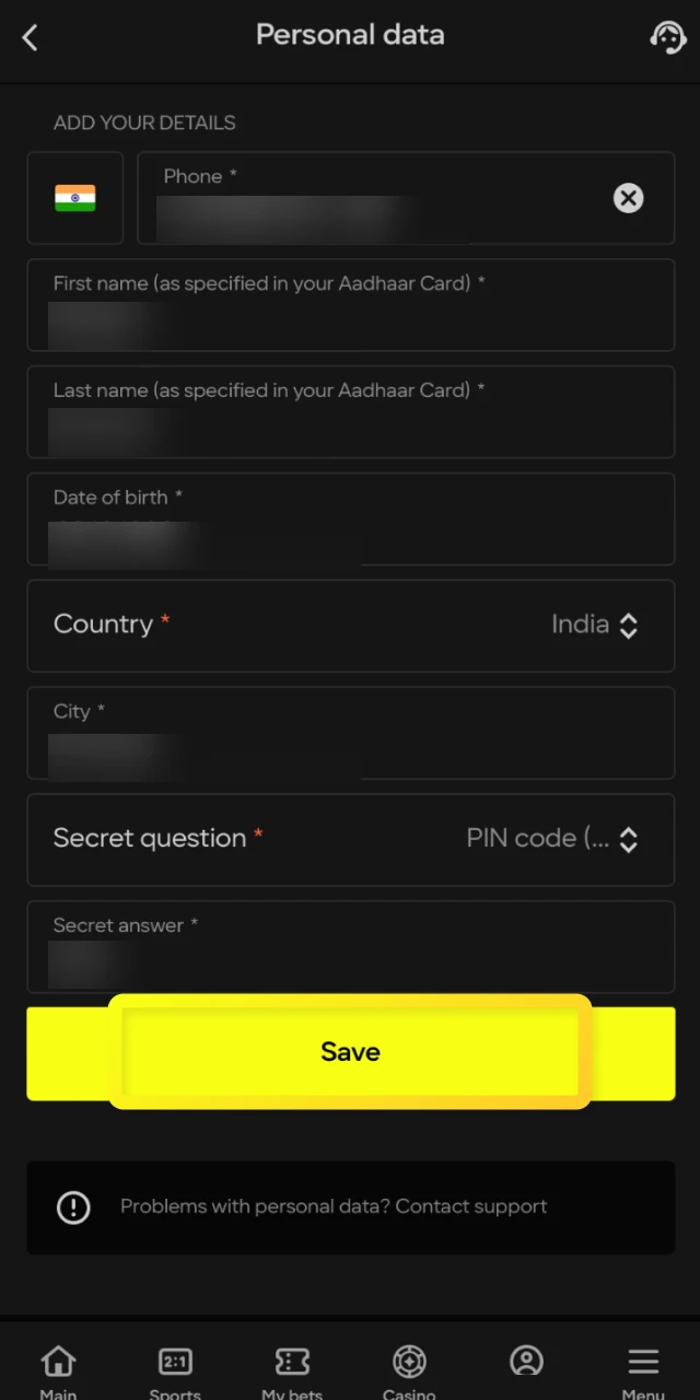 Submit your verification request and track its status in your Parimatch account profile.
