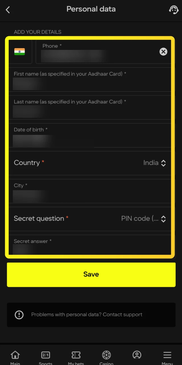 Upload clear photos of your PAN card and proof of address as required by Parimatch.