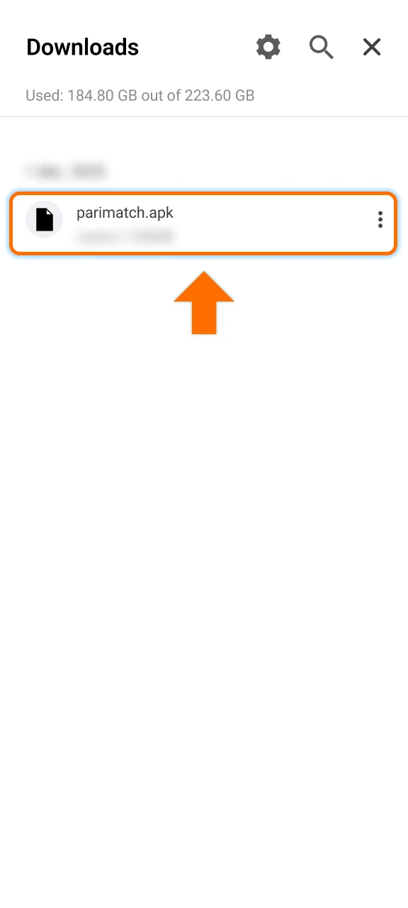 Wait for the Parimatch Android installer to finish downloading.