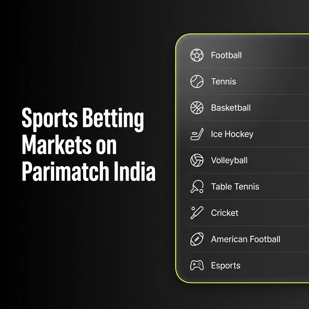 Parimatch India sports betting markets covering cricket, football, kabaddi, tennis, basketball, and volleyball options